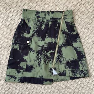 Missguided Abstract camo asymmetric mini skirt
